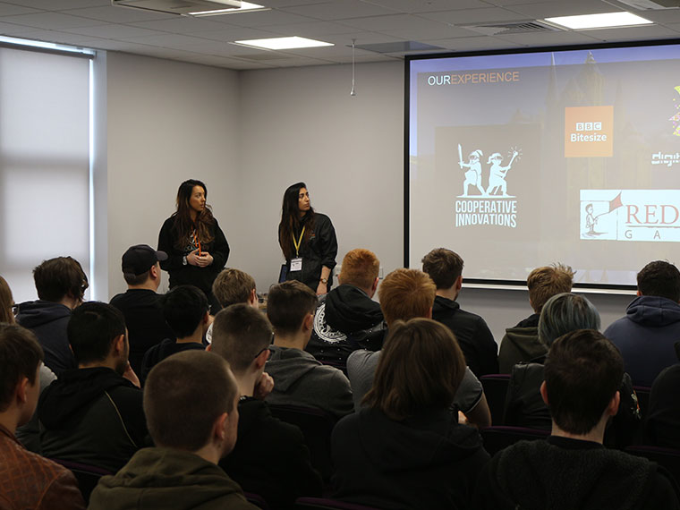 Helen and Ellie (Ocean Spark Studios directors) sharing their experience of starting their own games studio.