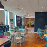 Inside a cafe at Forge Island in Rotherham