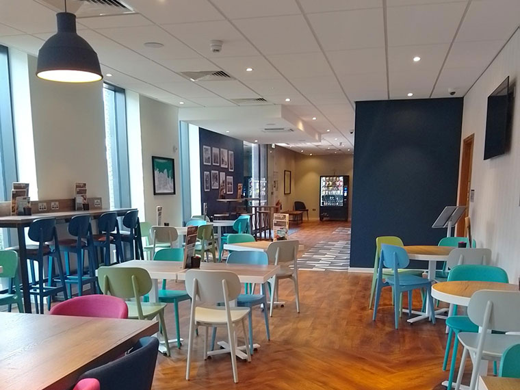 Inside a cafe at Forge Island in Rotherham