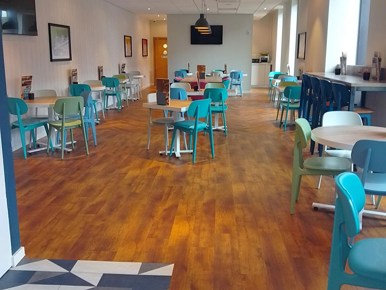 Inside a cafe at Forge Island in Rotherham