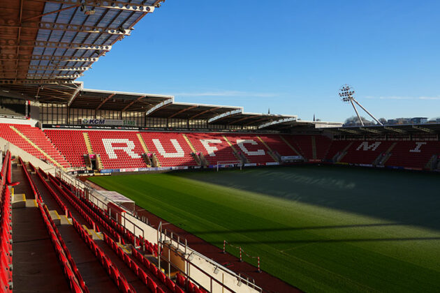 The football pitch at Rotherham United Football Club