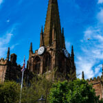 Rotherham Minster with a blue sky in the background