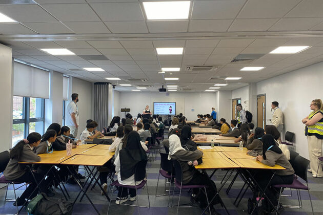 Year 6 taster day at UCR - people sat around tables
