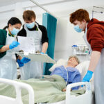 Health students in the health suite