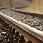 Close up of train tracks