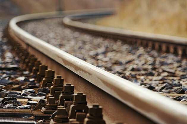 Close up of train tracks