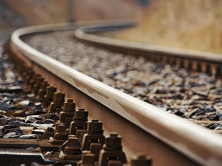 Close up of train tracks