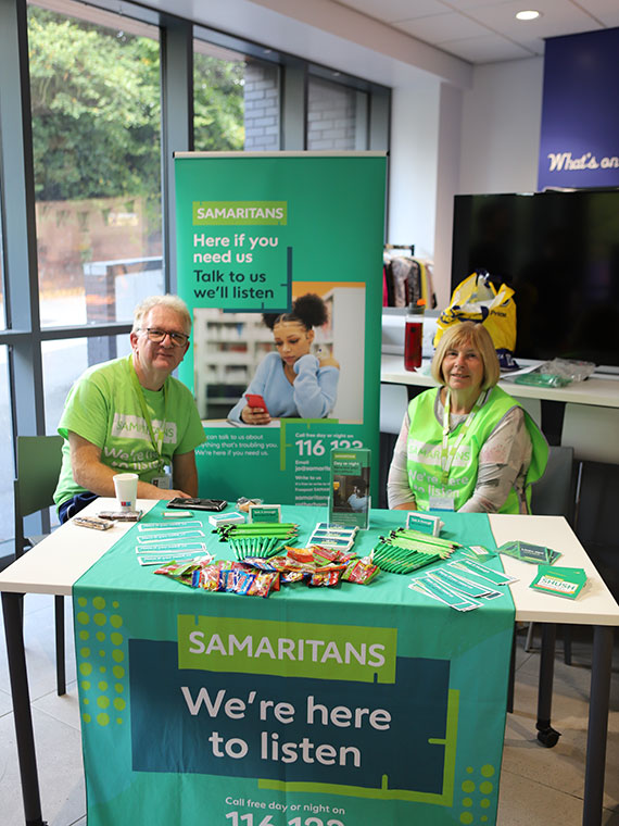 A Samaritans stall at the Freshers Fair
